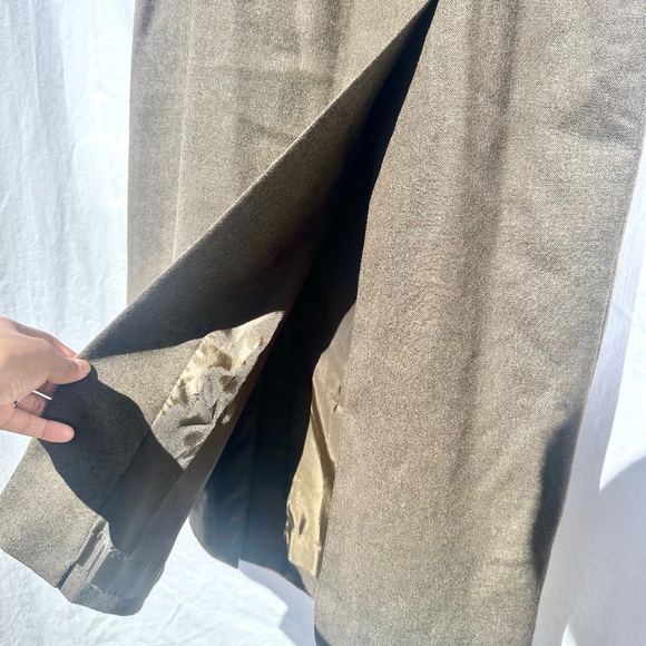 100% Light Wool Double Side Vented Pencil Vintage Midi Skirt - Picture 3 of 4